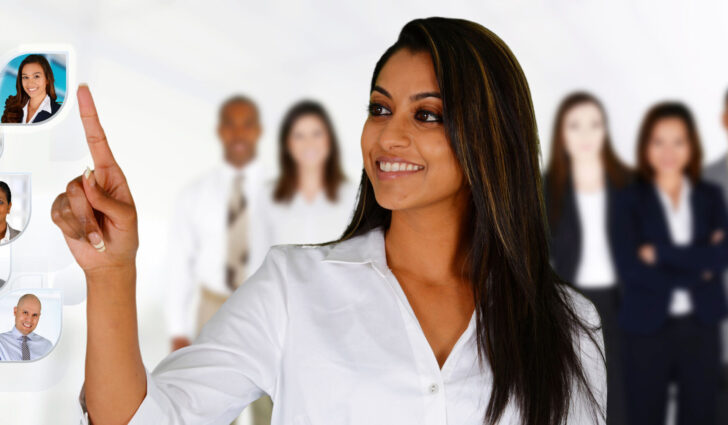 30724859 - businesswoman selecting members of her business team